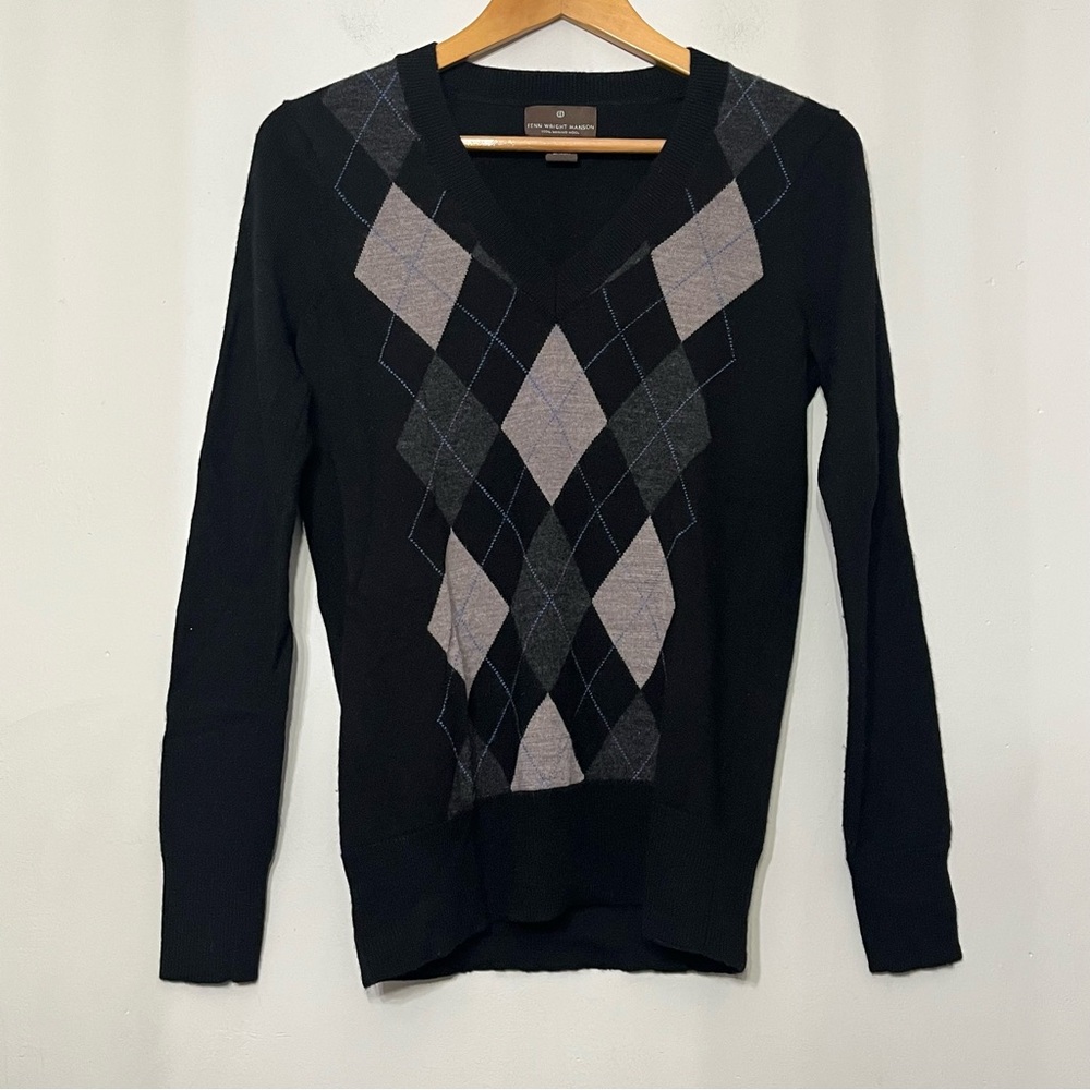 Fenn Wright Manson Sweater 100% Merino Wool Argyle Preppy‎ Academia Women S
